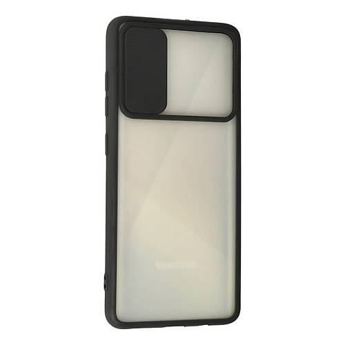 Galaxy A71 K�l�f Palm Buzlu Kamera S�rg�l� Silikon - Siyah