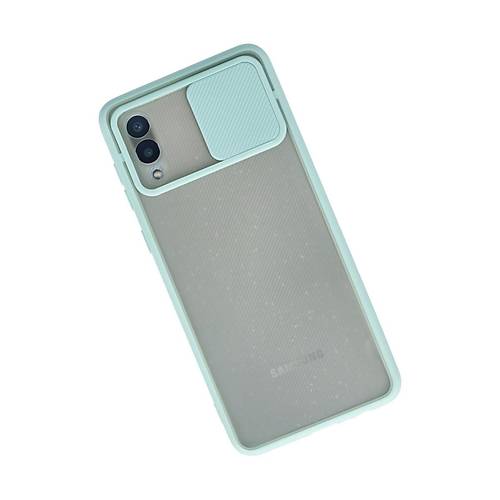 Galaxy A02 K�l�f Palm Buzlu Kamera S�rg�l� Silikon - Turkuaz