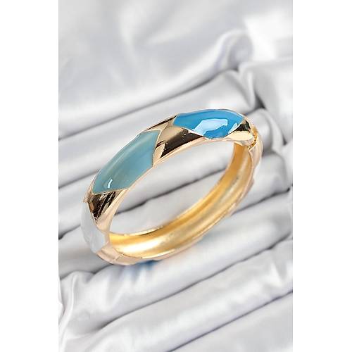 Pirin� Mavi Beyaz Mineli Baklava Model Gold Renk Kad�n Kelep�e