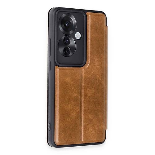 Reno 11F K�l�f Flip Cover - Taba