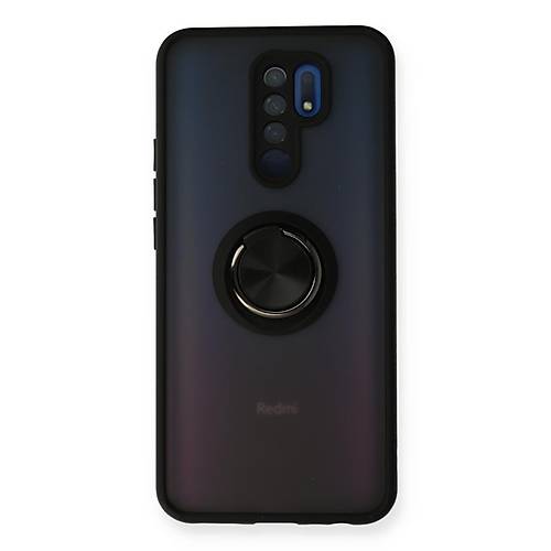 Redmi 9 K�l�f Montreal Y�z�kl� Silikon Kapak - Siyah