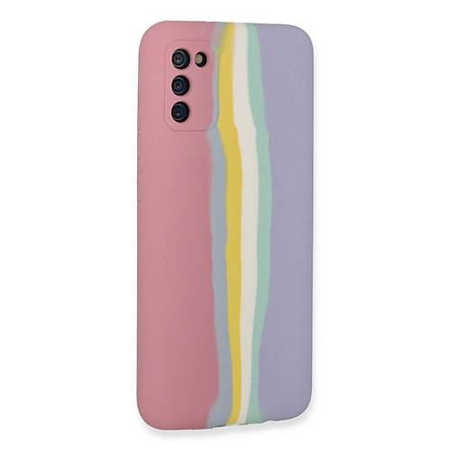 Galaxy A03S K�l�f Ebruli Lansman Silikon - Pembe-Lila