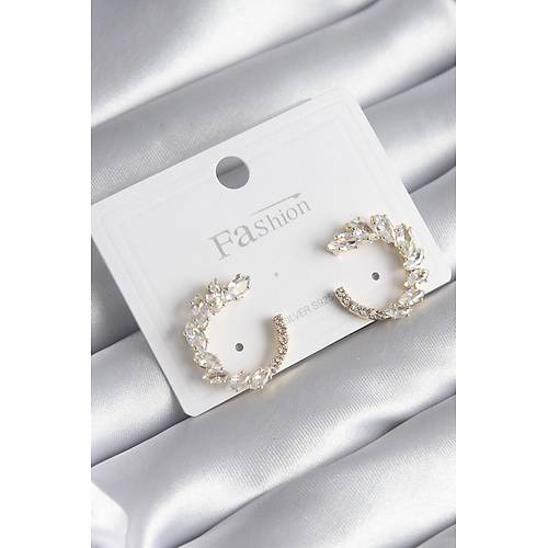 Pirin� Gold Renk Zirkon Ta�l� Kad�n K�pe