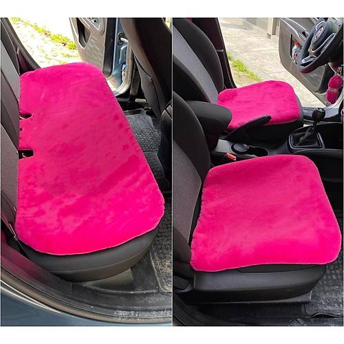 Yumu�ak T�yl� Pelu� Serme Oto Koltuk Koruyucu Minder Koltuk K�l�f� �n Arka Fu�ya Pembe