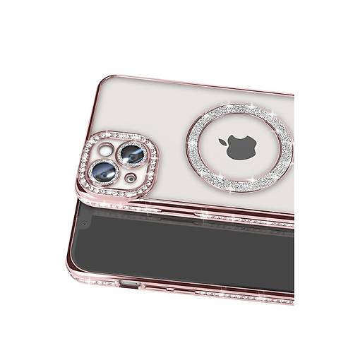 iPhone 15 K�l�f Joke Simli Magneticsafe K�l�f - Pembe