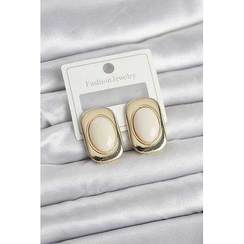 Beyaz Renk Kare Model Vintage Kad�n K�pe