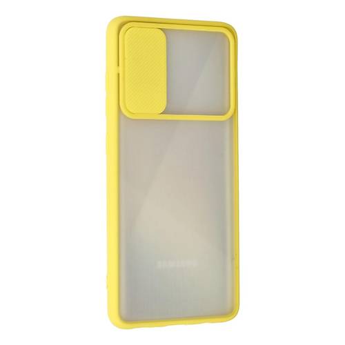 Galaxy A71 K�l�f Palm Buzlu Kamera S�rg�l� Silikon - Sar�