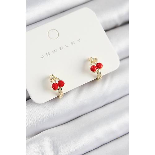 Pirin� Kiraz Model Gold Renk �ocuk K�pe