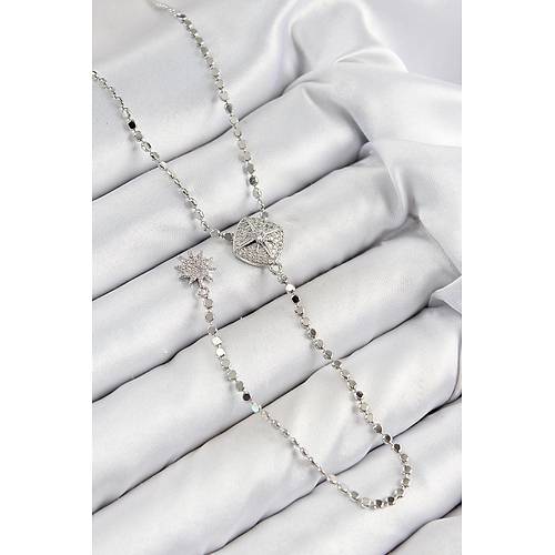 Pirin� Zirkon Ta�l� Ezme Zincirli Madalyon Model G�m�� Renk Y Kolye