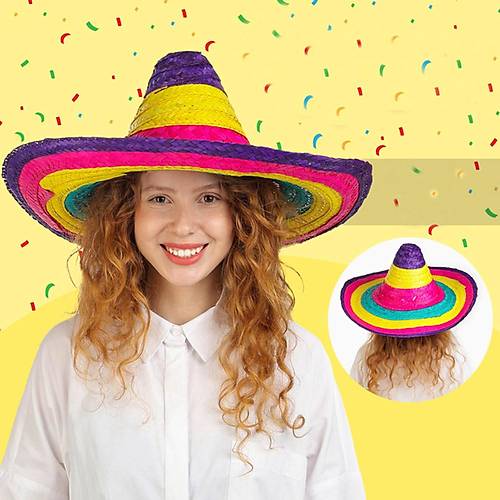 Sombrero Meksika �apkas� Renkli �rme Has�r �ocuk Boy