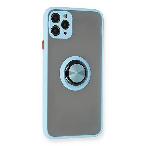 iPhone 11 Pro Max K�l�f Montreal Y�z�kl� Silikon Kapak - Buz Mavi
