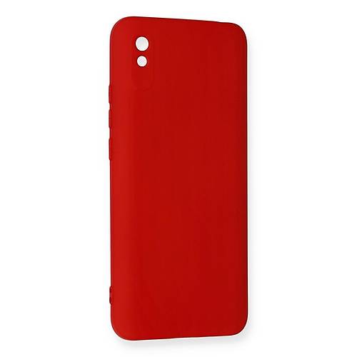 Redmi 9A K�l�f Nano i�i Kadife Silikon - K�rm�z�