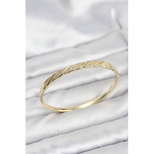 Pirin� Gold Renk Zirkon Ta�l� Model Kad�n Kelep�e Bileklik