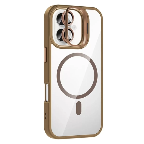 iPhone 17 Remim Lensli Magsafe Standl� Kapak - Kahverengi