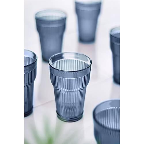 Akrilik Lacivert Tekli Uzun Bardak & Su Me�rubat Barda�� 400 ml ( Cam De�ildir )