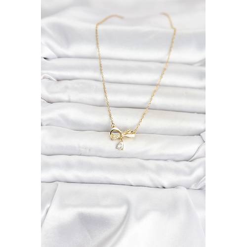 316L �elik Zincir Gold Renk Fiyonk Model Kad�n Kolye