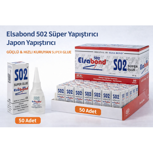 Elsabond 502 S�per Yap��t�r�c� Japon Yap��t�r�c� 20g G��l� H�zl� Kuruyan Super Glue 50 Adet