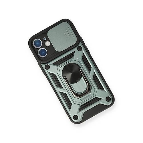 iPhone 12 Mini K�l�f Pars Lens Y�z�kl� Silikon - Ye�il
