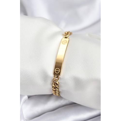 316L �elik Gold Renk Yaz� Yazmaya Uygun Kad�n Bileklik