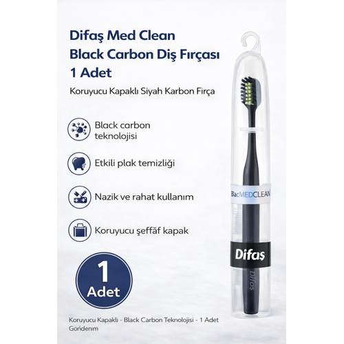 Difa� Med Clean Black Carbon Di� F�r�as� 1 Adet Koruyucu Kapakl� Siyah Karbon F�r�a