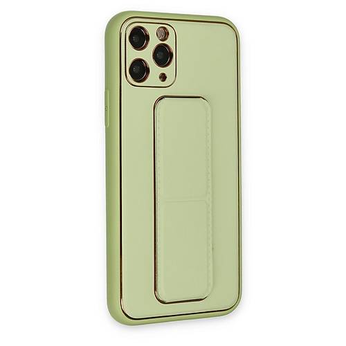 iPhone 11 Pro Max K�l�f Coco Deri Standl� Kapak - Su Ye�ili