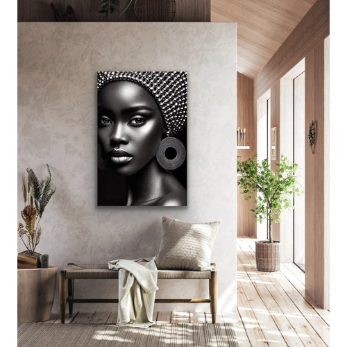 Afrikal� Siyahi Kad�n Kanvas Tablo 70x100
