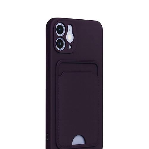 iPhone 12 K�l�f Kelvin Kartvizitli Silikon - Derin Mor