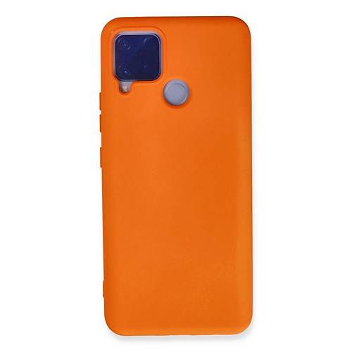 Realme C15 K�l�f Nano i�i Kadife Silikon - Turuncu