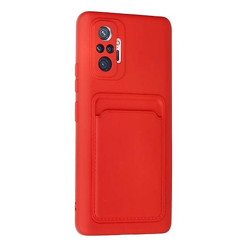 Redmi Note 10 Pro K�l�f Kelvin Kartvizitli Silikon - K�rm�z�