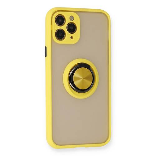 iPhone 11 Pro Max K�l�f Montreal Y�z�kl� Silikon Kapak - Sar�