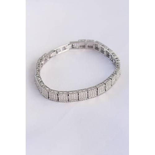 Vip Seri Pirin� Zirkon Ta�l� G�m�� Renk Kare Su Yolu Model Bileklik