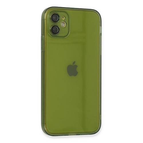iPhone 12 K�l�f Fly Lens Silikon - Ye�il