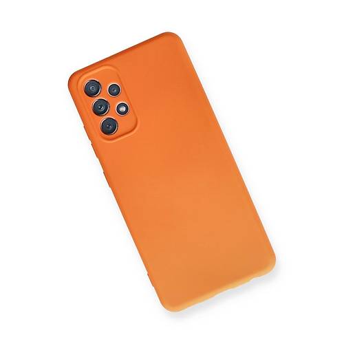 Galaxy A32 K�l�f Nano i�i Kadife Silikon - Turuncu