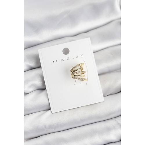 Gold Renk Pirin� Zirkon Ta�l� K�k�rdak Earcuff K�pe