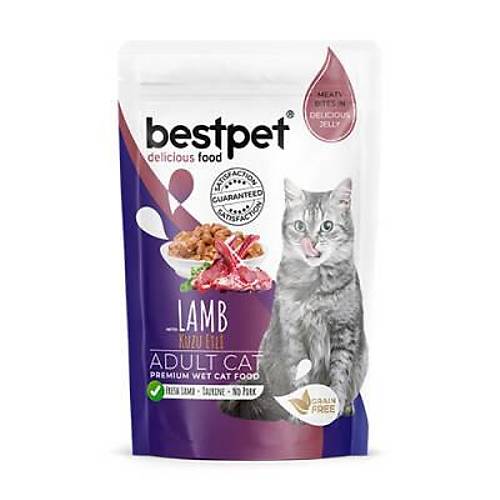 Pouch Kuzu Etli Jelly Tah�ls�z Yeti�kin Kedi Konservesi 85 Gr