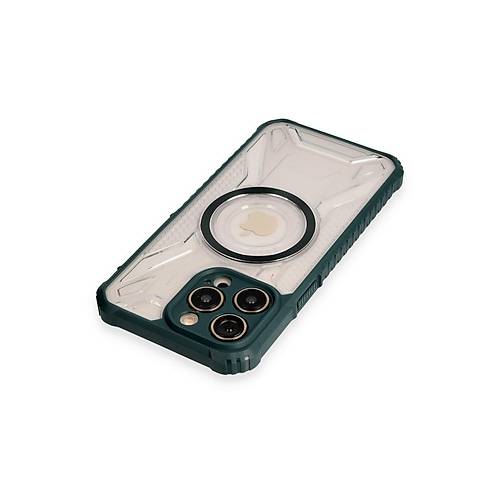 iPhone 12 Pro K�l�f Prag Magneticsafe Kapak - Koyu Ye�il