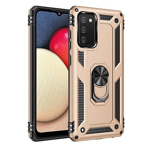 Galaxy A02S K�l�f Sofya Y�z�kl� Silikon Kapak - Gold