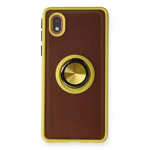 Galaxy A01 Core K�l�f Montreal Y�z�kl� Silikon Kapak - Sar�