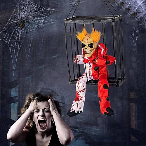 Hareketli Sesli Sens�rl� Mahkum Joker �skelet Dekorasyon 22x27 cm