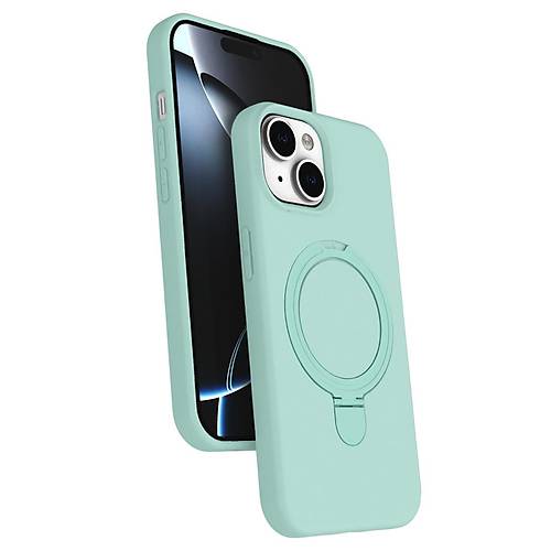 iPhone 15 Regal Magsafe Standl� Kapak - Su Ye�ili