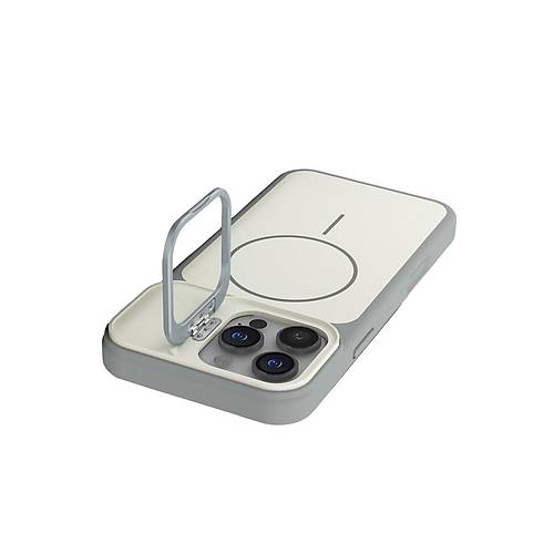 iPhone 16 Pro Max Pale Magsafe Standl� Kapak - Beyaz