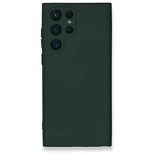 Galaxy S23 Ultra K�l�f Nano i�i Kadife Silikon - Koyu Ye�il