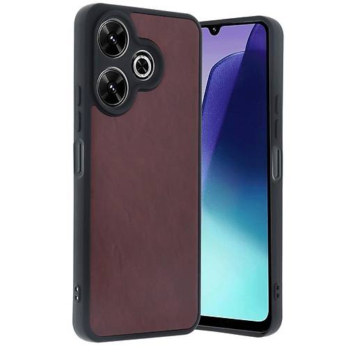 Redmi 13 4G K�l�f Aras Deri Kapak - Bordo