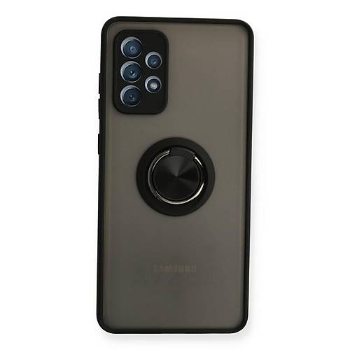 Galaxy A72 K�l�f Montreal Y�z�kl� Silikon Kapak - Siyah