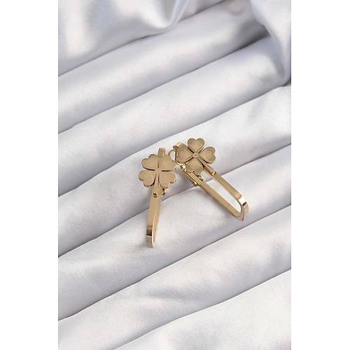 316L �elik Alt�n Renk Geometrik Yonca Model K�pe