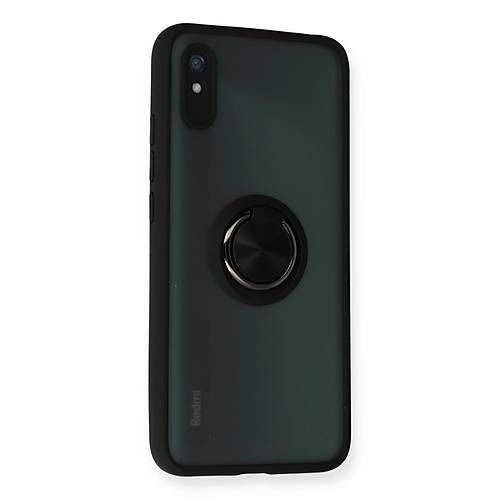 Redmi 9A K�l�f Montreal Y�z�kl� Silikon Kapak - Siyah