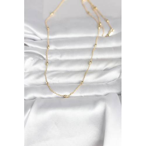 CM 14K Gold Renk Damla Top�uk Model Zincirli 60 cm Kad�n Kolye
