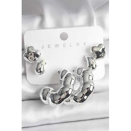 G�m�� Renk Yonca Damla Halka Model CCB Plastik Kad�n K�pe Seti