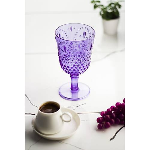 Akrilik Mor Tekli Kadeh & Su Me�rubat Kahve Yan� Barda�� 450 ml ( Cam De�ildir )