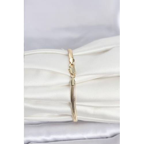 CM 14K Gold Renk Yass� Y�lan Zincir Model Kad�n Bileklik